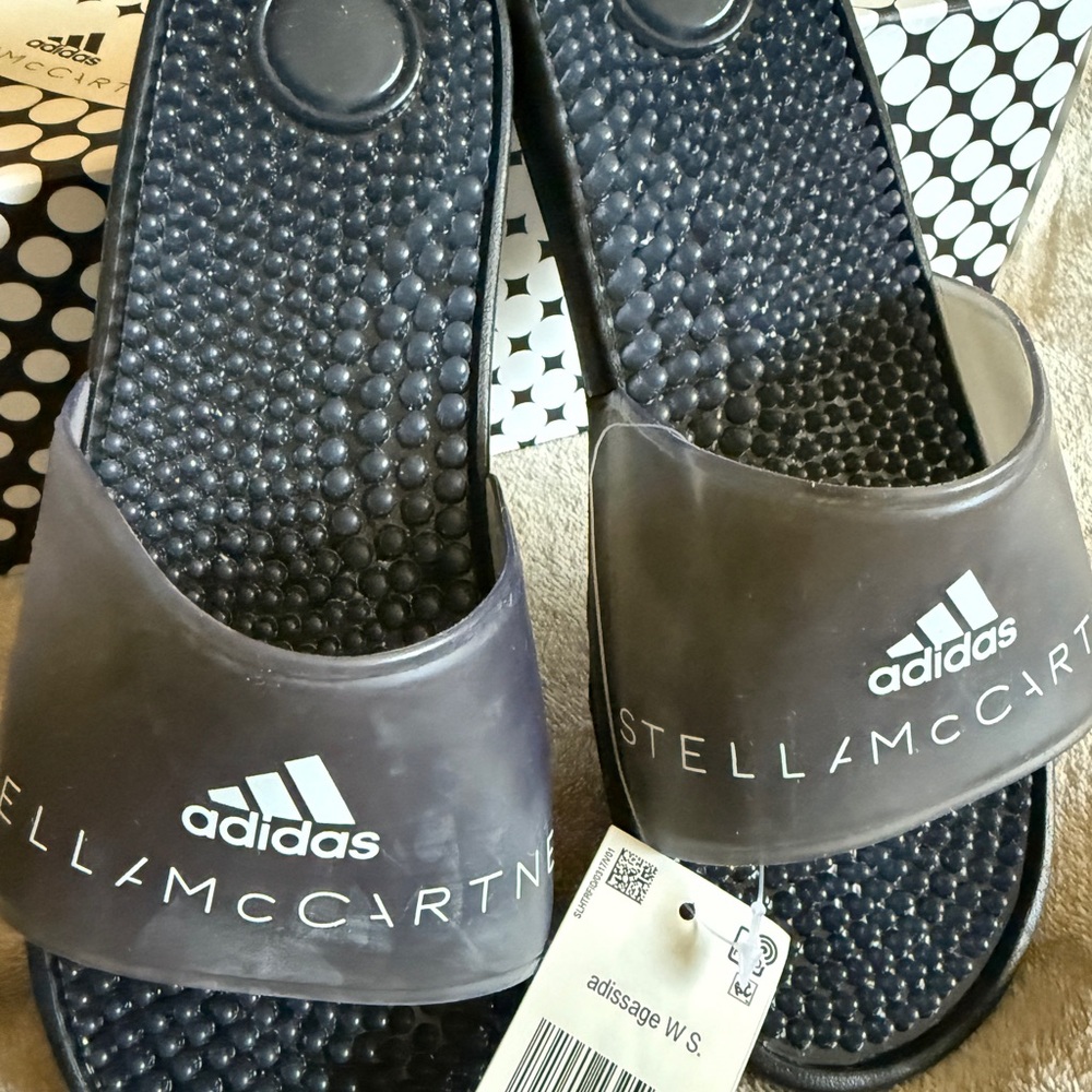 Adidas Black Textured Slides size 9